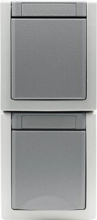 EGB Pacific FR Kombination Schuko-Steckdose/Wechselschalter senkrecht grau IP54 90591098-DE
