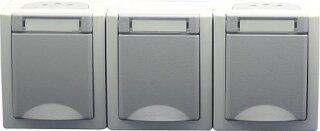 EGB Pacific FR Schuko-Steckdose 3-fach waagerecht grau IP54 90591498-DE
