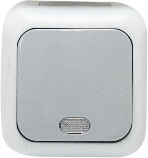 EGB Feuchtraum Taster beleuchtet mit Kalotte grau IP44 90555514 / 92551214