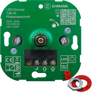 Ehmann LED UP-Phasenabschnitt-Dimmer T46.03 LED 3-50W Leistung: 15-150 W/VA