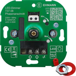 Ehmann Elektronischer UP-Phasenanschnitt-Dimmer für dimmbare LED Leuchtmittel LUMEO T37.08 3-35W 5-100W/VA