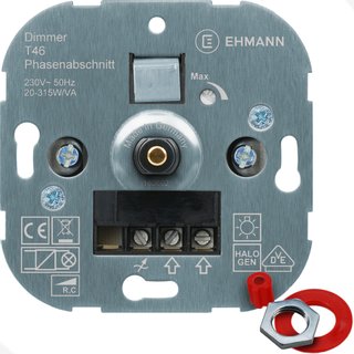 Ehmann Druck-/Wechsel Phasenabschnittdimmer für NV-Halogenlampen T46/T46s, 20-315W/VA