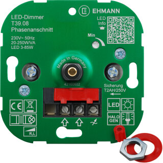 Ehmann LED UP-Phasenanschnitt-Dimmer T39.08 LED 3-85W Leistung: 20-250W/VA