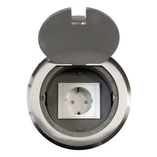 STA1X1RU Bodeneinbaudose Edelstahl 1x Schutzkontaktsteckdose IP20 rund
