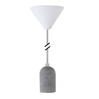 PLB004  Pendelleuchte Textilkabel silber, Beton-Lampenfassung E27 Baldachin weiß