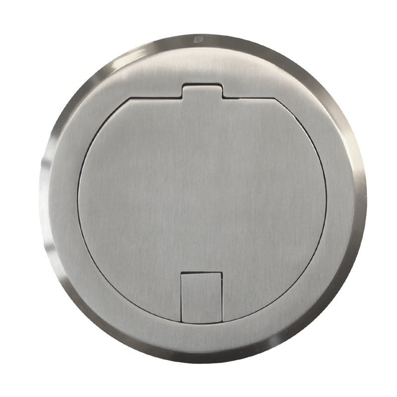 Bodeneinbaudose Edelstahl Rund 1x Schuko-Steckdose/erhöhter Berührungs