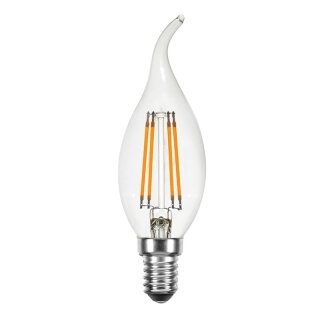 C22F04C LED Filament Windstoß Kerze 4W = 40W E14 klar 420lm extra warmweiß 2200K