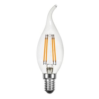 LED Filament Windstoß Kerze 4W = 40W E14 klar 420lm extra warmweiß 2200K