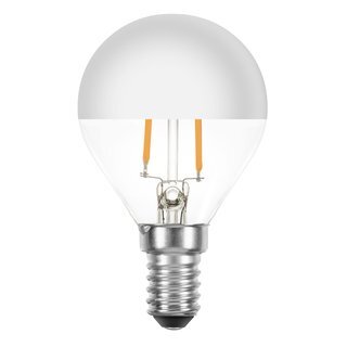 P22F02S LED Filament Tropfen 2W = 25W 180lm E14 Kopfspiegel silber extra warmweiß 2200K