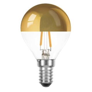 LED Filament Tropfen 4W = 33W E14 Kopfspiegel gold warmweiß 2700K