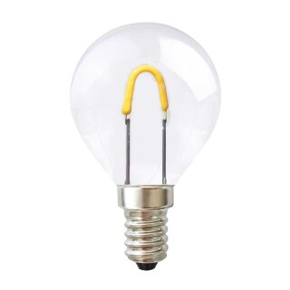 P45CFE14 LED Curved Filament Tropfen 0,7W = 10W E14 klar 65lm 2400K Kunststoff stoßfest