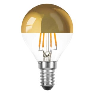 P22F04G LED Filament Tropfen 4W = 40W 360lm E14 Kopfspiegel gold extra warmweiß 2200K