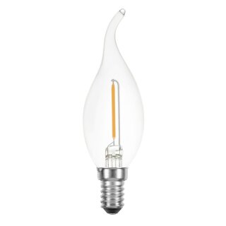 C22F01C LED Filament Windstoß Kerze 1W = 15W E14 klar 100lm extra warmweiß 2200K