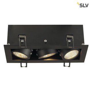 SLV 115720 KADUX 3 Set Einbauleuchte dreiflammig LED 3000K rechteckig schwarz matt 38° 22W inkl. Treiber