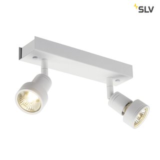 SLV 147371 PURI 2 Wand- und Deckenleuchte zweiflammig QPAR51 weiß matt max. 100 W mit Dekoring