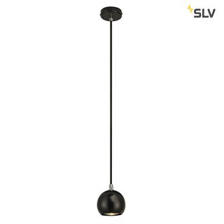 SLV 133490 LIGHT EYE BALL Pendelleuchte LED GU10 schwarz/chrom schwarzes Textil-Kabel schwarz/chrom Deckenrosette 5W