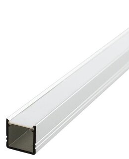 EGB Aluminium-Anbauprofil-Set 12x12x2000 für Stripes max. B8mm, Slide/Click-Abdeckung opal