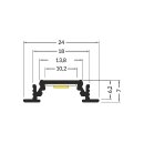 EGB Aluminium-Einbauprofil-Set 24x7x2000 für Stripes max. B10mm, Clip-Abdeckung opal