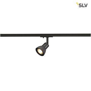 SLV 143450 PURIA Spot für Hochvolt-Stromschiene 1Phasen QPAR51 schwarz matt Glas schwarz satiniert max. 50W inkl. 1Phasen-Adapter