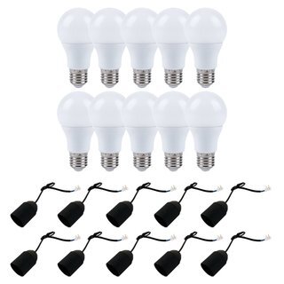 10 x LED Leuchtmittel 15W = 100W E27 matt 1350lm warmweiß + 10 x Baufassung Renovierfassung Lampenfassung schwarz