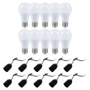 10 x LED Leuchtmittel 15W = 100W E27 matt 1350lm warmweiß + 10 x Baufassung Renovierfassung Lampenfassung schwarz