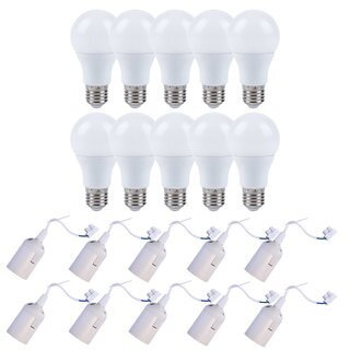 10 x LED Leuchtmittel 12W = 75W E27 1055lm warmweiß 10 x Baufassung Lampenfassung weiß