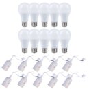 10 x LED Leuchtmittel 12W = 75W E27 1055lm warmweiß 10 x Baufassung Lampenfassung weiß