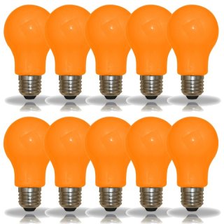 10er Set LED-Lampen Glühlampenform A60 3W E27 orange