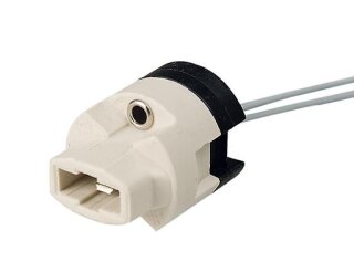 5x Schaum Hochvolt-Fassung G9 Steatit, mit Kunststoffsockel Ø 26x33,5mm und PTFE-Leitung 15cm