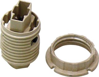 5x electroplast Hochvolt-Fassung G9 Steatit, Aussengewinde 21mm mit Schraubring