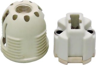 5x Schaum Hochvolt-Fassung G9 Steatit, Aussengewinde 26mm mit Aufrastkappe und Schraubring