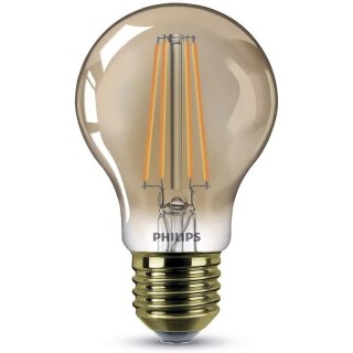 Philips Vintage LED Filament A60 E27 8W 630lm 2000K gold -AUSLAUF-