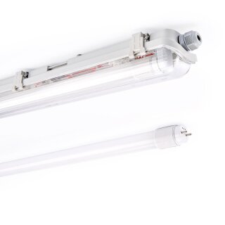 9x FW121L Feuchtraum Wannenleuchte 1x 18W Röhre G13 4000K 120cm 1800lm IP65