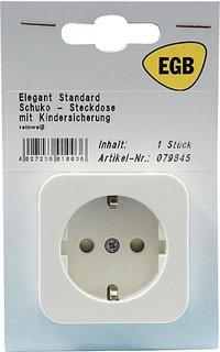 EGB 079845 Elegant Standard reinweiß SB Schutzkontakt-Steckdose mit erhöhtem Berührungsschutz