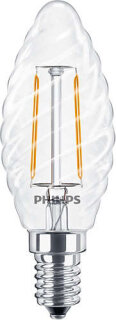 Philips Classic LEDCandle Filament  E14 2W 250lm 2700K  BW35  klar -AUSLAUF-