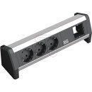Bachmann DESK Steckdoseneinheit ALU 902.000 3xSchuko-Steckdosen + 1x Abdeck.leer