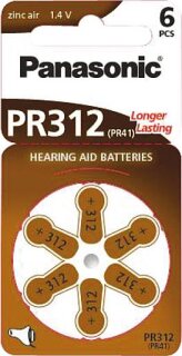 6-er Box Panasonic Hörgeräte-Batterie A-PRO312 1 Stück = 1 Packung
