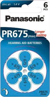 6-er Box Panasonic Hörgeräte-Batterie A-PRO675 1 Stück = 1 Packung