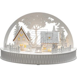 KonstSmide LED Holzsilhouette Häuser und Rentiere 3280-210