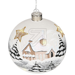 Heinz Handelskontor - LED-Glaskugel Winterlandschaft weiß 43001