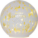 STARtrading LED Glaskugel Merry X-Mas weiß 12cm 460-31