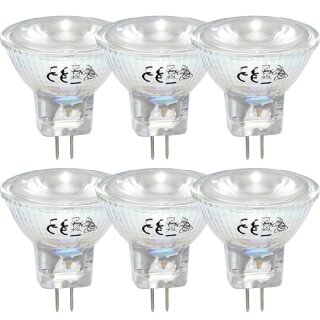 6x NCC LED Glas MR11 G4 2w = 20w warmweiß 3000K 150lm