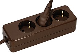 3-fach GB GEBRO Tischdose 3x1,5 braun 1,5m