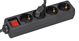4-fach EGB Steckdosenleiste mit Schalter 1,5m schwarz