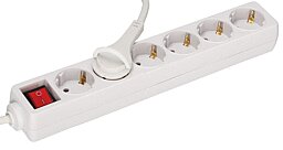 6-fach EGB Steckdose mit Schalter u.Flachstecker weiß 1,5m