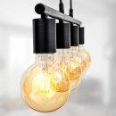 B.K.Licht Pendelleuchte Retro Vintage Schwarz 4-flammig max. 4 x 60W E27 ohne Leuchtmittel