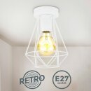 B.K.Licht Deckenleuchte Vintage Draht Weiß Ø16,5cm max. 40W E27 ohne Leuchtmittel