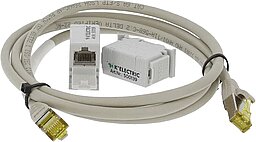 KELECTRIC APZ-Anschlusskabel-Set, 2x CAT 6A Kupplung 1,5m Patchkabel 6kV, Staubschutz, REG, 500139