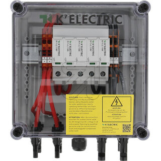 KELECTRIC Generatoranschlusskasten 2x1, T1+T2, 2MPP, 2 Str., MC4, 134057 je MPP 1 in 1 out, AP-Geh. IP65, 210x210x132mm
