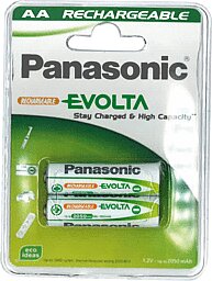2x Panasonic-Akku Mignon Evolta P-6/2B1900 HHR-3MVE/2BC